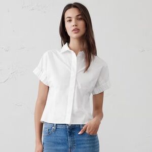 Banana Republic Seamed Poplin Shirt - White